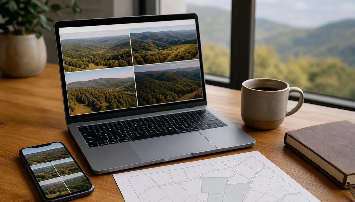 California land listing shown on a laptop
